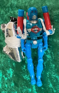 Hombre robot paracaídas articulado: Hasbro 2005 vintage azul con paracaídas plateado 4" - Imagen 1 de 13