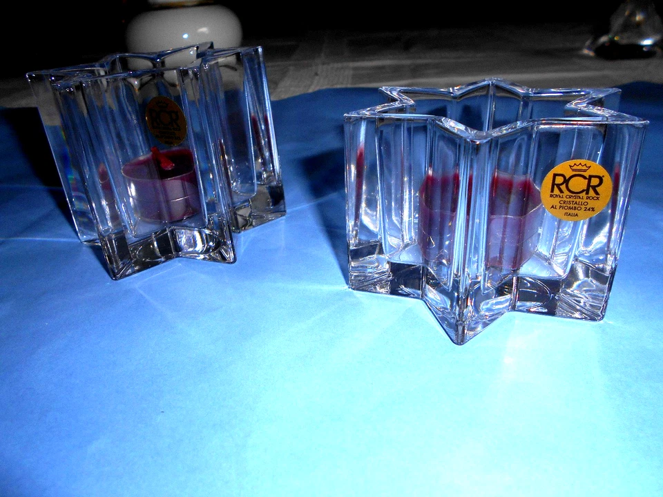2 TEELICHTHALTER GLAS - Royal Crystal Rock (RCR) 6 und 7 cm hoch - Bild 1 von 4