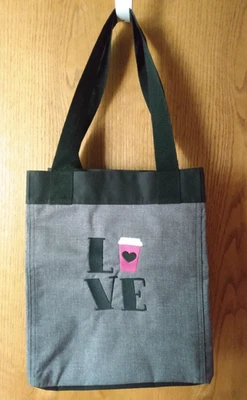 Bolso de Mano Thirty One Bordado Love y Rosa Taza de Café Gris Negro Foto 1 de 4