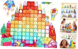 Magnetic Tiles, 130PCS Magnetic Blocks Set with 2 Cars, 4D Diamond Magnet - Picture 1 of 7