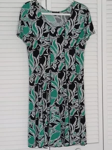 Sami & Jo Size **PXL Fit And Flare Short Sleeve Midi Dress Black/Green/White - Picture 1 of 8