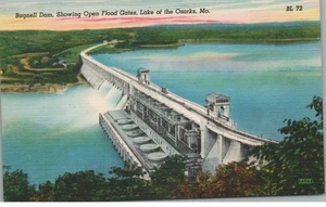 Bagnell Dam Showing Open Flood Gates Lake Of The Ozarks Missouri Postcard - Picture 1 of 2