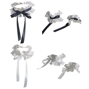 Ruffled Cuffs Decorative Bowknot Neck Ruff Collar For Special Occasion Costume - Picture 1 of 12