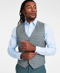 Tayion Collection Mens Slim fit Button-Up Suit Vest XL Blue - Picture 1 of 1