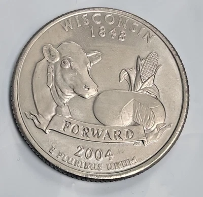 2004-D WISCONSIN STATE QUARTER "HIGH LEAF" ERROR H20 - Image 1 of 3