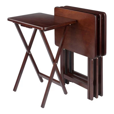 Winsome Alex Rectangle Transitional Solid Wood TV Table in Walnut (Set of 4) - Image 1 of 4