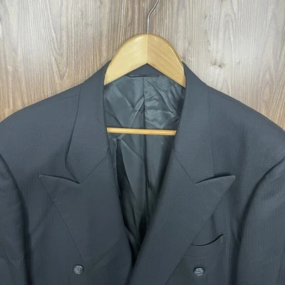 Abrigo deportivo Tom James hecho a medida en EE. UU. para hombre 40R negro doble pecho pico Foto 1 de 4