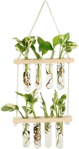 Wall Hanging Planter, 2 Tiered Plant Propagation Stations Wood Color - Picture 1 of 5