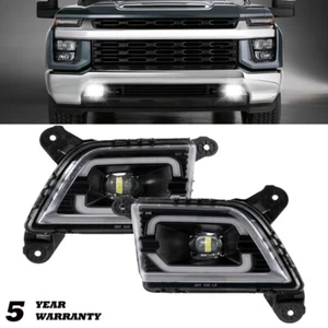LED Fog Lights Bumper w/ Daytime Running Lamp For Chevy Silverado 1500 2019-2023 - Picture 1 of 12