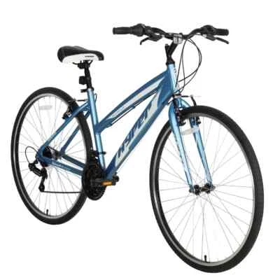 Bicicleta híbrida 700c SpinFit cuadro de aluminio ligero, 21 velocidades, azul y blanco Foto 1 de 3