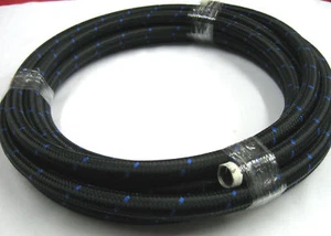 12 AN Black Nylon Hose w/ Blue Stripe 10 FT LENGTH 30r9 e85 ethanol Compatible   - Foto 1 di 1