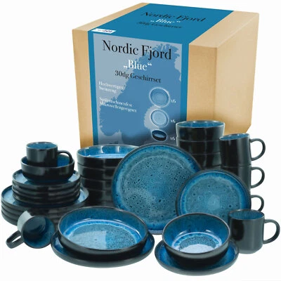 CreaTable Nordic Fjord 21549 servicio combinado juego de vajilla de 30 piezas gres