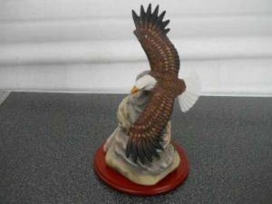 Porcelain Gliding Eagle on Wood Base Figurine Statue BD Inc Vintage - Picture 1 of 6