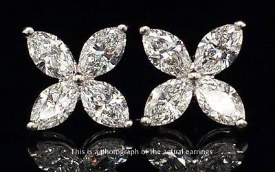 Pendientes de diamantes talla marquesa Victoria Tiffany & Co. de 1,62 quilates - grandes, originales cajas Foto 1 de 4