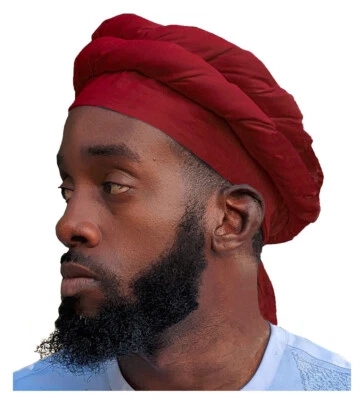 Turbante rojo africano preatado para hombre Foto 1 de 3