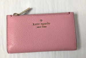 Neue Kate Spade Leila schmale faltbare Geldbörse Kieselleder helles Nelkenrosa - Bild 1 von 3