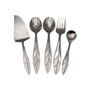 Reed & Barton Arbor Server Hostess 5 Piece Set 18/10 Stainless Flatware Glossy - Picture 1 of 3