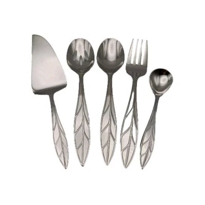 Reed & Barton Arbor Server Hostess 5 Piece Set 18/10 Stainless Flatware Glossy - Image 1 of 3