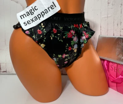 PANTY VICTORIAS SECRET XL 100% SEDA LOGO PIERNA ALTA BANDA VOLANTES TANGA PANTY TERCIOPELO Foto 1 de 2