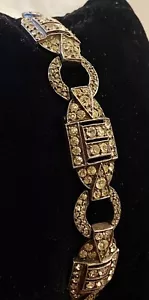 Pulsera Art-Deco de plata 925 y marcasita de 1940 para mujer, 20 cm - 7,8" - Imagen 1 de 4