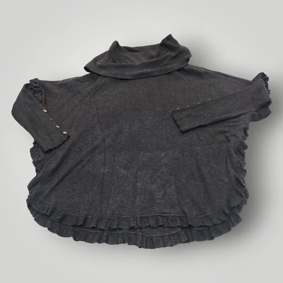 Joseph A Woman PLUS 2X Dark Gray Turtleneck Ruffle Button Detail Sweater - Image 1 of 4