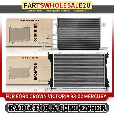 Radiator & AC Condenser for Ford Crown Victoria Lincoln Mercury 1998-2002 4.6L - Image 1 of 4