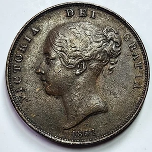1854 UK One Penny QV - Picture 1 of 2