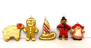 Set of 5 Vintage Ceramic Cookie Hand Made Christmas Ornaments - Picture 1 of 10