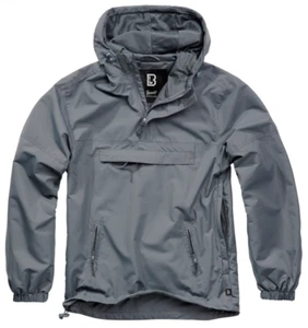 Brandit Cortavientos Anorak Verano Sudadera con Capucha Chaqueta de Lluvia Aire Libre Senderismo Antracita - Imagen 1 de 7