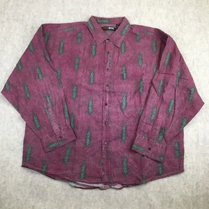 Camisa Vintage Today News XL Roja Verde Abstracta Botón Frontal Manga Larga Algodón - Imagen 1 de 12
