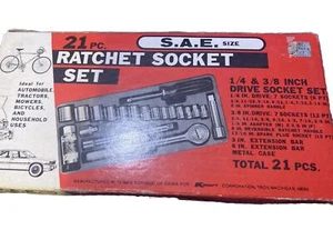 Kmart Ratchet Socket Set 21 Pc S.A.E. Auto Socket Ratchet Wrench set Vintage - Picture 1 of 6