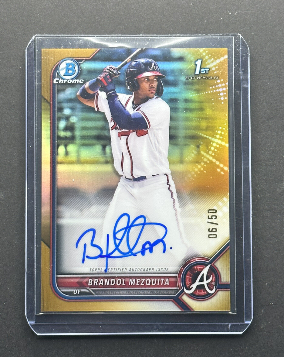 BRANDOL MEZQUITA 2022 Bowman Chrome 1st Gold Refractor Auto /50 Braves Prospect