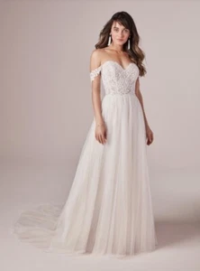 $1300 NEW Maggie Sottero Rebecca Ingram Nia bridal boho dress Ivory over blush - Picture 1 of 12