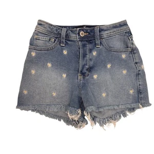 Pantalones Cortos de Jean Hollister Denim Flor Bordada Dobladillo Deshilachado Informales Lindos 00 - Imagen 1 de 10