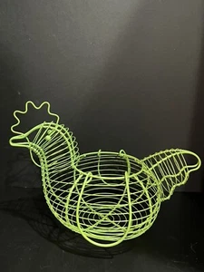 Large Wire Egg Basket Hen Chicken Bird Metal w/ Handles Farmhouse Cottage Core - Picture 1 of 9