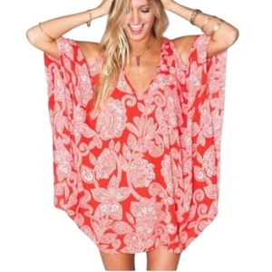 SHOW ME YOUR MUMU Red Smym Paisley Bandana Peta-Boo Coverup Cold Shoulder Tunic - Bild 1 von 9