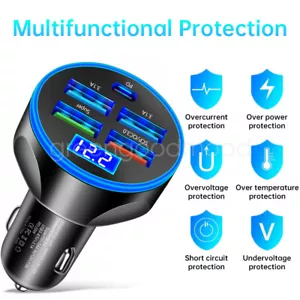 250W 4 USB Port Super Fast Car Charger Adapter for iPhone Android Cell Phone - Picture 1 of 20