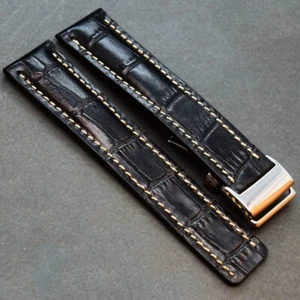 fits Breitling Navitimer watch Strap 22/24mm Leather HANDMADE Band Buckle Clasp - Picture 1 of 6