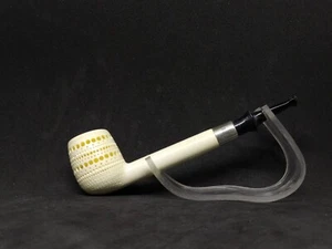 Billard Meerschaum Pipe Long Shank Silver Spigot Stem with Fitted Case - Picture 1 of 6