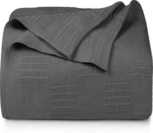 90X90″ Bed Cotton Queen Cooling Blanket, Thermal Blanket Smoke Gray Breathable - Picture 1 of 12