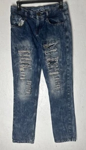 Akademiks Jeans Denim Distressed Medium Wash Straight Leg Size 16 - Picture 1 of 6