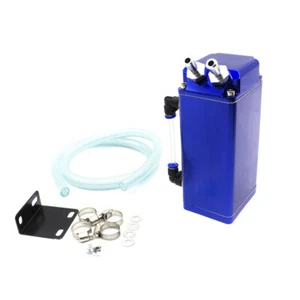 Universal Billet Aluminum Car Engine Oil Catch Tank Fuel Reservoir Can Blue - Picture 1 of 2