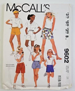 VTG 80s McCalls Sewing Pattern 9602 Girls Shorts w/Variations Size 14 UNCUT - Picture 1 of 3