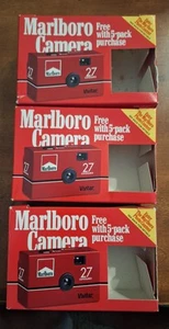 3 cámaras desechables Marlboro 27 exposición vintage 1997 nuevas selladas Vivitar sin usar - Imagen 1 de 8