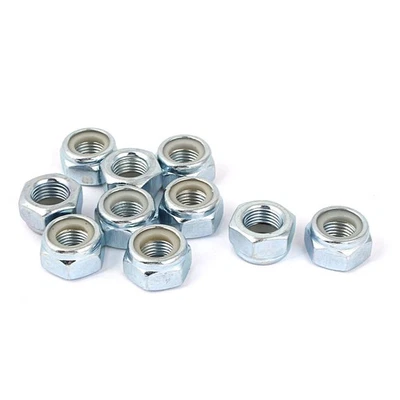 M12x1.25mm Zinc Plated Hex Lock Nuts Silver Tone 10pcs - Bild 1 von 2
