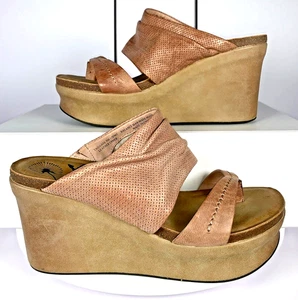 OTBT Womens Tailgate Warm Pink Leather Platform Wedge Cork Thong Sandal, 9M NEW - Picture 1 of 24