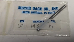 Nuevo calibre de pasador Meyer Gage Co., tamaño 0,143, tolerancia menos, 0,1430" - Imagen 1 de 3