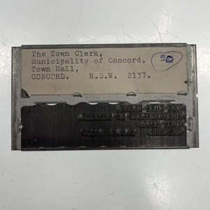 SELLO DE IMPRESIÓN DE COLECCIÓN Chatarra SHIRE EMPLEADO CARTA AYUNTAMIENTO NSW Concord 2137 - Imagen 1 de 3