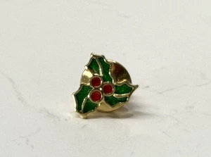 Holly leaf and Berries petite Gold-tone Tie pin/tac - Picture 1 of 2