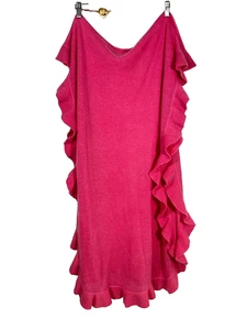 Pink 100% Cashmere Scarf Ruffled Edge Wrap Long 84"x 30" Knit Preppy Old Money - Picture 1 of 5